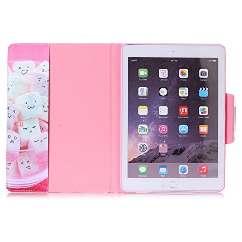 ipad air 2 Hülle Leder Emoji Zuckerwatte Muster,SKYXD [Auto Schlaf/Wach Funktion] PU Folio Klappbar Schutzhülle [Standfunktion/Brieftasche Kartenfach/Magnet] Klapphülle mit [Katze Handyanhänger + Eingabestift] 3 in 1 Zubehör Handy Tasche Etui for Apple ipad air 2/ipad 6 Bookstyle Flip Case Leather Cover With [Stylus and Dust Plug] - 4