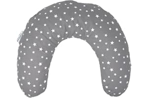 ‎PIC BEAR pic Bear Nackenkissen Sternenhimmel | Baby Nackenhörnchen 100x21 cm | ergonomische & anschmiegsame EPS-Microperlen-Füllung | TÜV Zertifiziert | Baby Kind Kuschelkissen (Sterne grau-weiß)