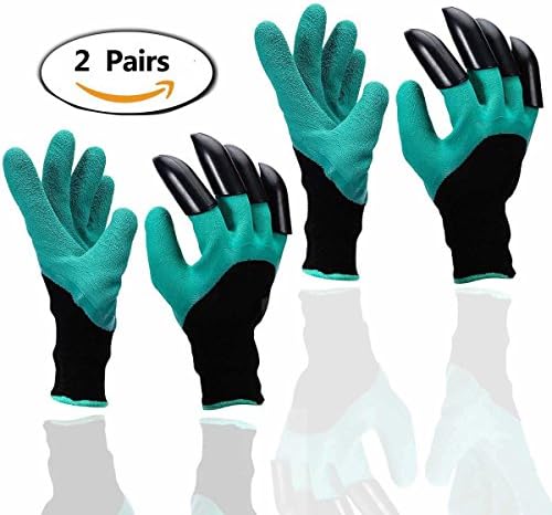2 Pairs Gardening Gloves ,Thorn Proof Gardening Gloves for Digging and Roses Cactus Planting Nursery, Garden gloves with claw fingers (Claws on Right Hand)