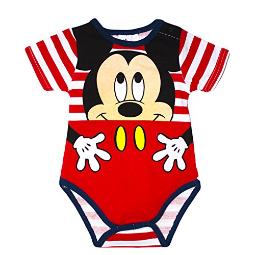 Disney Mickey Mouse Baby Bodysuit 100% COTTON 23 Months Red Stripes