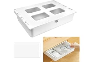 REFORUNG Tiroir Sous Bureau Boîte de Rangement Autocollante Boîte à Tiroirs Cachée Bureau Sous le Bureau Organisateur Tiroir Rangement sous table Bureau en Plastique Tiroir pour bureau, maison, école