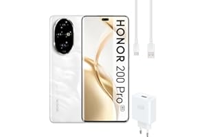 HONOR 200 Pro + Chargeur 100W, Smartphone 5G, 12Go+512Go, Écran AMOLED 6,78", Batterie 5200mAh, Triple Appareil Photo 50 MP, Double SIM, Android 14, Blanc