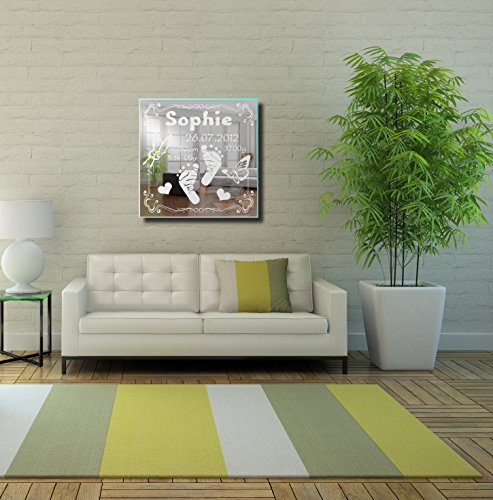 Motivspiegel Geburt 5 Spiegel mit Gravur Geschenk zur Geburt Wandbild Dekoration (30x30cm) - 4