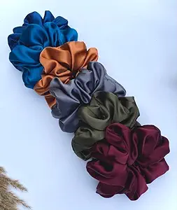 Atrubes Silk Satin Scrunchies Set of 6 COLORS Anti-Hair-Breakage, Hair Ties, Scrunchies Set for Girls, Women, Best gift for Sister, Friend, Mom