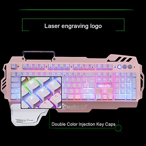 Normia Rita 104 klicken Mechanische Spiel Tastatur, Hintergrundbeleuchtungs RGB LED, Schalter MX RGB, Mechanical-ähnliche Typing Experience,Selbst mit Handyhalter – Roségold - 5