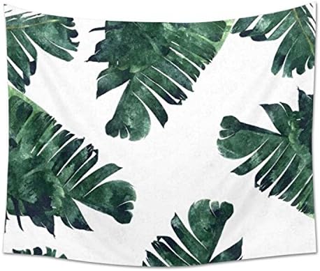Fashion Tropical Banana Leaves Green Leaves Tapestry Wall Hanging Mandala Indian Tapestries Hippie Print Tapestry Picnic Beach Sheet Table Cloth (210X145cm,82X57in,White)