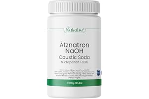 Nakobe Natriumhydroxid | 1 kg NaOH | mikropärlor > 99 % renhet | Perfekt för tvåltillverkning och industri