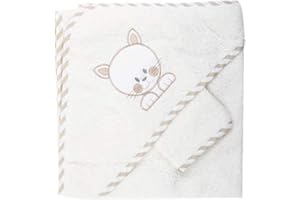 NOSBEBES Sortie de bain souris brodé avec gant - bébé - blanc (beige)