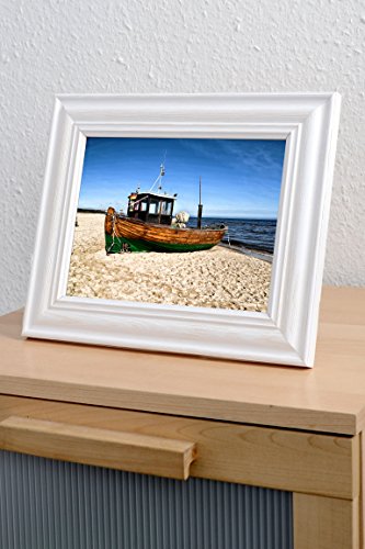 Vintage Bilder-Rahmen Stockholm im Shabby Chic Design | Holz-Rahmen in Weiß mit Glas (21×29 - 5