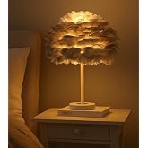 The Better Home Feather Shade Table Lamps | Metal Build | Soft Ambient Lighting Modern Aesthetic Design | Sturdy Base with Ea