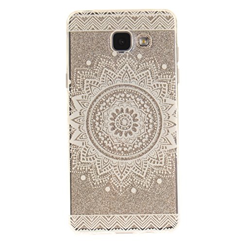 Funda Samsung Galaxy A5 2016 SM-A510F Wanxida Funda de Silicona TPU Carcasa Transparente Clara Soft Clear Case Cover Funda Blanda Delgada Carcasa Suave Ligera Caja Anti Rasgu  os Anti Choque Funda protectora con Dise  o   nico - Flor Blanca de Mandala