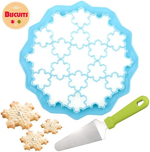 Gifort Snow Cookie Cutters 24.3 x 24.3 x 2.5 cm Snow Sharped Cookie tin with a Scraper for Home & Kitchen