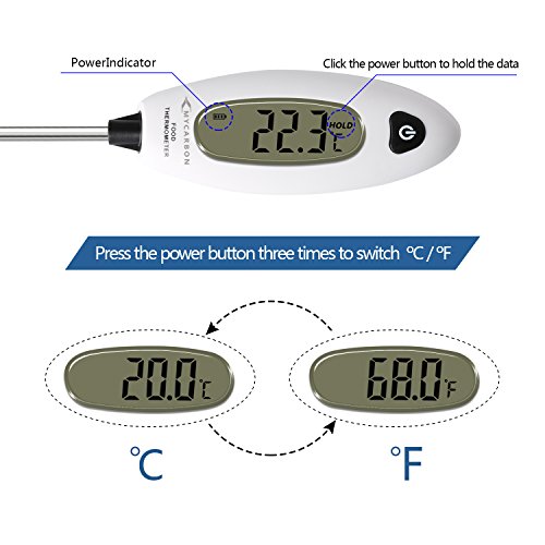 Grillthermometer Digital Wasserabweisend 5S Ablesbar 50°C- 300°C Bratenthermometer Fleischthermometer Backofenthermometer BBQ Grill - 4