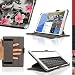 Produktbild igadgitz Pink auf Schwarz Blumen PU Ledertasche Hülle Cover für Samsung Galaxy Tab S 8.4" SM-T700 mit Multi-Winkel Betrachtungs + Auto Sleep/Wake + Handschlaufe + Displayschutzfolie