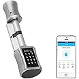 Eazyliv Smart Solutions Cylinder Lock With TTLock APP - Keyless Electronic BT Digital Password Lock - Anti-theft Security Door Lock (Silver)