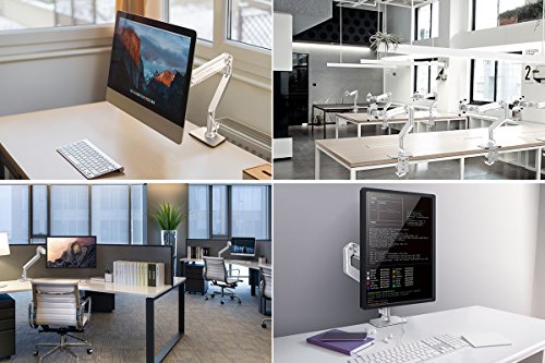 Schwenkbar Tischständer, Bestand® Neigbare Drehbare Aluminium Monitor & TV Halterung für 17“ – 32“ TV Bildschirm & PC Monitor, NUR kompatibel mit VESA-Lochabstand: 75 x 75 mm, 100 x 100 mm – Weiß - 5