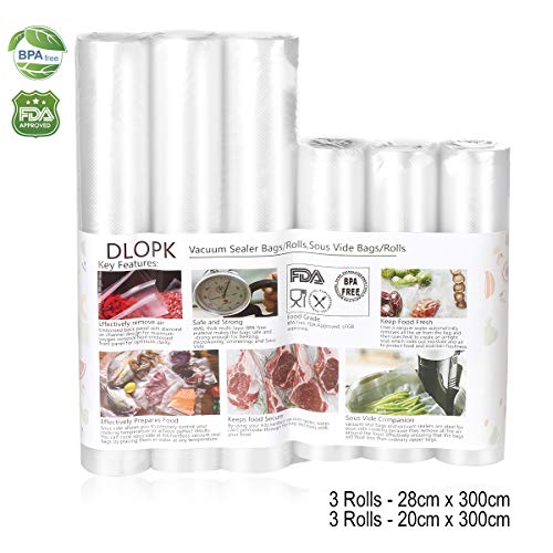 Vacuum Sealer Bags 3 m 6 Packs 20X300cm and 28x300cm