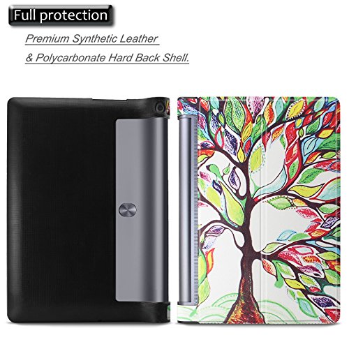 Lenovo Yoga Tab 3 Plus/ Lenovo Yoga Tablet 3 10 Pro Hülle Case, Infiland Ultra Dünn Tri-Fold Muschel PU Leder Ultra Schlank Superleicht Ständer Shell Cover Schutzhülle Etui Tasche für Lenovo Yoga Tab 3 Plus 25,65cm (10,1 Zoll IPS) Convertible Media Tablet/Lenovo YOGA Tablet 3 10 Pro 25,6 cm (10,1 Zoll QHD IPS) Tablet (Not für Lenovo Yoga Tab 3 10)(Fröhlicher Baum) - 3