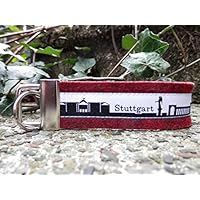 Schlüsselanhänger Schlüsselband rot schwarz Stuttgart Skyline schwarz weiß Geschenk!