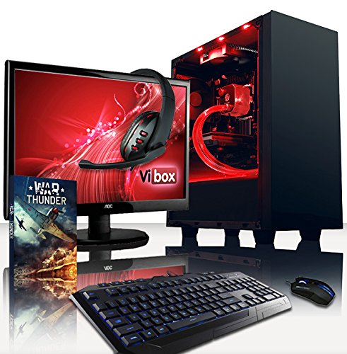 VIBOX Warrior Komplett-PC Paket 4.136 Gaming PC - 4,0GHz AMD FX 6-Core CPU, RX 460 GPU, leistungsfähig, Wassergekühlter Desktop Gamer Computer mit Spielgutschein, 22" HD Monitor, Gamer Tastatur & Mouse, Rot Innenbeleuchtung, lebenslange Garantie* (4,0GHz übertakteter Superschneller AMD FX 6300 Sechs 6-Core Prozessor CPU, MSI AMD Radeon RX 460 2GB Grafikkarte, 32GB DDR3 1600MHz RAM, 2TB Festplatte, Raijintek Triton Wasserkühler, 85+ Netzteil, NZXT Gehäuse, Ohne Windows Betriebssystem)