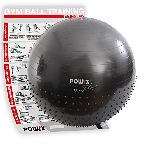 Gymnastikball mit Massage Noppen Balance Dome, Massageball 55, 65, 75 cm Anthrazit | Sitzball Fitnessball