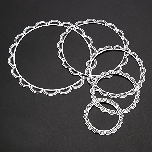 Demiawaking 5Pcs Metall Kreise Schneiden Schablonen DIY Sammelalbum Dekor Papier Karten, Metall Buchzeichen , Metall Lesezeichen als Geschenk fuer Freunde (Metall Kreise) - 4