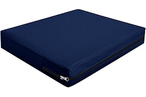 SYLC Exterior Funda De Cojín con Cremallera, Impermeables Funda De Asiento para Terraza De Jardín, Protectores De Muebles para Ratán Palet Tumbona (Navy Blue,50×55×10cm)