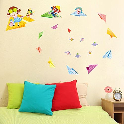 Wallpark Lovely Colorful Origami Plane Removable Wall Sticker Decal, Children Kids Baby Home Room Nursery DIY Decorative Adhesive Art Wall Mural
