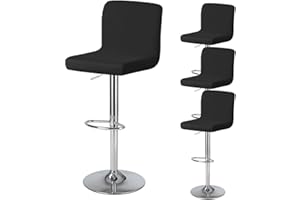 Levoberg Fodera per sgabello da bar con schienale impermeabile, copertura per sedia da sala da pranzo girevole copertura per seggiolone da bar estensibile 4 pezzi nero