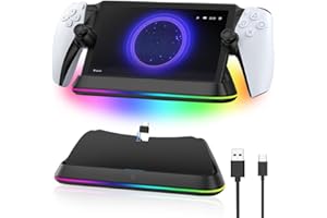 ARIKROII Station de Chargement pour PlayStation Portal, Support de Charge Portable avec Lumières RVB, Support de Chargement pour PS5 Portal Accessoires（Noir）
