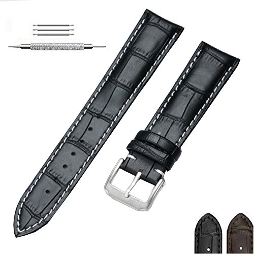 Pulsera de Cuero Vintage 18mm 20mm 22mm Correa de Reloj de Cuero de Repuesto, Adecuado para Reloj Deportivo Tradicional o Reloj Elegante, Cuero Unisex Universal