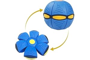 WACURRENTHYD New UFO Pet Flying Saucer Ball, Portable Flying Toys Creative Fly Saucer Stomp Magic Balls, Magic Frisbee Dog Toy Ball, Fun Puppy Interactive Flying Flat Throw Disc Balls Toy (Blue)