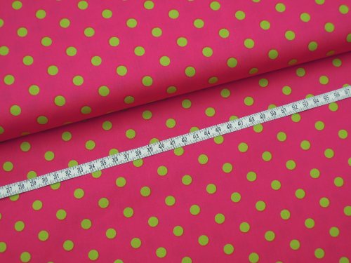 0,5m Stoff Punkte groß 8mm pink/ grün 100% Baumwolle Meterware - 2