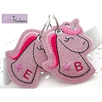 personalisierbares EINHORN Schlüsselanhänger pink glitzer PINKEDITION Taschenanhänger
