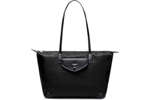 David Jones - Sac à Main Cabas Nylon Femme - Fourre-Tout Shopping Souple Grande Capacité - Shopper Tote Porté Epaule Bandoulière - Elégant Travail Ville Voyage Mode Original Tendance - Noir