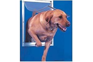 IDEAL PET PRODUCTS SINCE 1979 Ideal_Pet_Products Deluxe Aluminum Pet Door with Telescoping Frame, Extra Large, 10.5" x 15" Flap Size, White