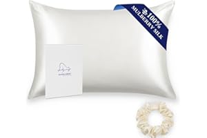 ALASKA BEAR 100% Mulberry Silk Pillowcase for Hair and Skin Health, Hypoallergenic, Standard Size 50x75cm Natural Silk Pillow Case for Beauty Sleep (1pc, Ivory White)
