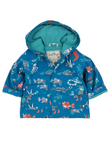Hatley Baby Boys Infant Sea Creatures Raincoat, Blue, 12-18 Months
