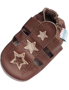 MiniFeet Weiche Leder Babyschuhe, Jungen Braun Sandale