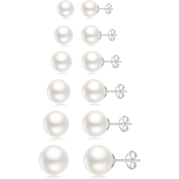 YADOCA Oorstekers van 925 zilver met parels voor dames en meisjes, eenvoudig en elegant, witte zoetwaterparels, kleine parels, oorstekers van 5mm, 6mm, 7mm, 8mm, sterling zilver