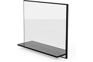 HAJDUK FURNITURE Lustro łazienkowe z półką czarne- wys: 50 x szer: 60 cm - Nowoczesne lustro łazienkowe prostokątne - Lustro ścienne z półką - Premium-L