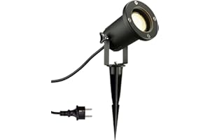 SLV NAUTILUS XL | Außenlampe für die Beleuchtung von Garten, Terrasse, Pflanzen, Wegen, Teich, Aussen-Leuchte | IP65, GU10, 1,5 m Kabel, mit Stecker, schwarz
