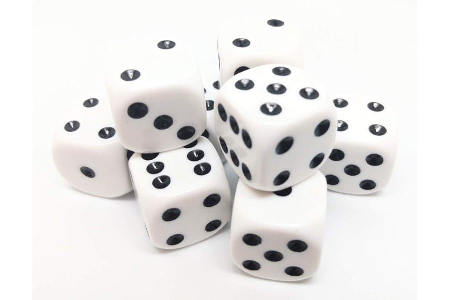 Kemolpo 16mm White Dice. Pack of 10