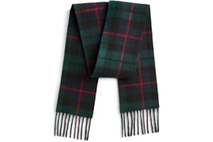 BRAW CLANS TARTANS 100% Pure Lambswool Tartan Scarf for women and men - 60x12 Unisex, Brushed wool winter long soft warm tartan check scarves - Gift for Christmas