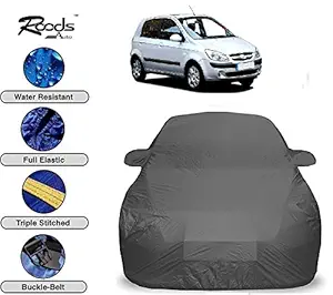 ROODS AUTO Prime Quality Car Cover for Hyundai Getz Waterproof with Triple Stitched Fully Elastic Ultra Surface Body Protection (Grey Look)