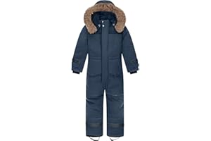 L SERVER Kinder Skianzug Jungen mit Kapuze Winddichte Wasserdichte Schneeoverall Mädchen Warmer Schneeanzug Dickere Skioverall mit Reflektierenden Streifen