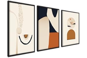 AG.ART DECO Zestaw plakatów abstrakcyjnych - 3szt 50x70cm - Nowoczesne grafiki brąz beż, rysunek geometryczny - bez ramek