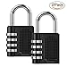 Produktbild Vorhängeschloss Zahlenschloss, EMIUP Schwarz Rostfrei 4-stelliges Zahlenschloss Klein für Gepäck, Schule, koffer, Kabinett (2er pack)
