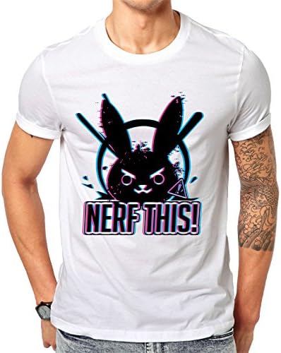 Daviati Nerf This! Overwatch D.VA - Glitch - Blizzard Game Fan Gift Geek Present Men- White T-Shirt