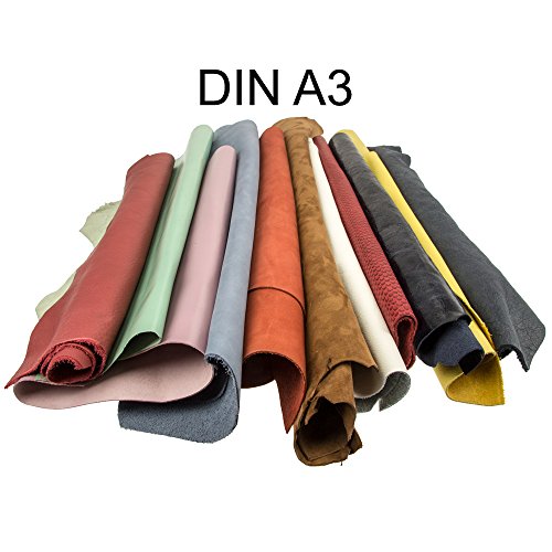 Lederreste Lederstücke extragroß 1kg bunt – farbig sortiert alle Stücke mind. DIN A3 groß von Langlauf Schuhbedarf - 3